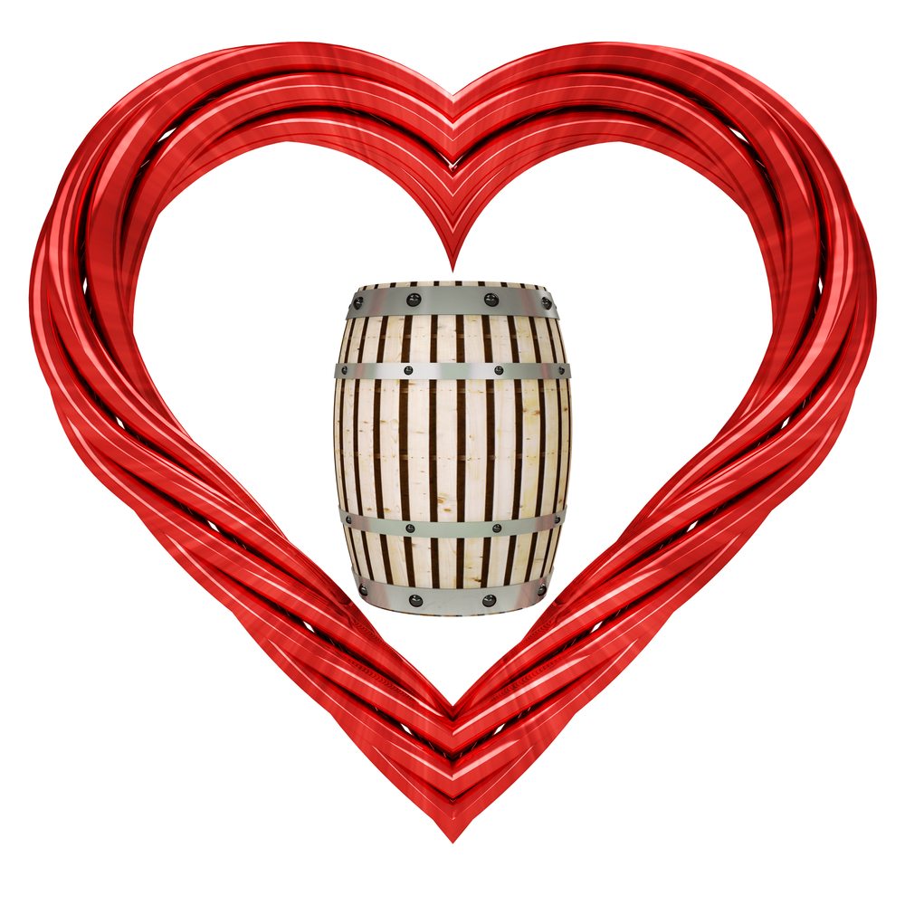 wine barrel inside of a heart