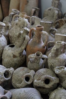 Greek amphorae in an archaeological site